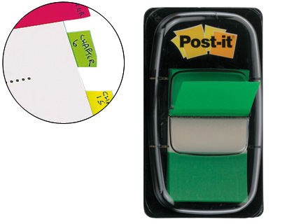 BANDERITAS SEPARADORAS 680-3 VERDE DISPENSADOR DE 50 UNIDADES