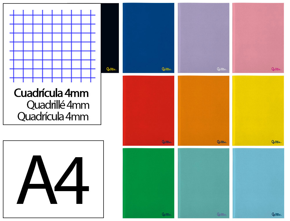 LIBRETA LIDERPAPEL SMART A4 48 HOJAS 75G/M2 CUADRO 4MM CON MARGEN COLORES SURTIDOS