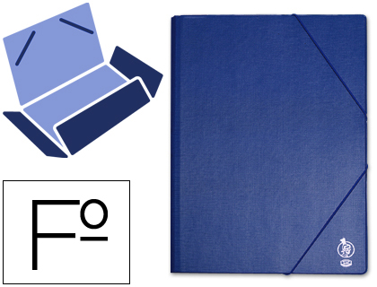 CARPETA LIDERPAPEL GOMAS TRES SOLAPAS PLASTICO FOLIO COLOR AZUL
