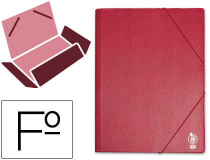 CARPETA LIDERPAPEL GOMAS TRES SOLAPAS PLASTICO FOLIO COLOR ROJO