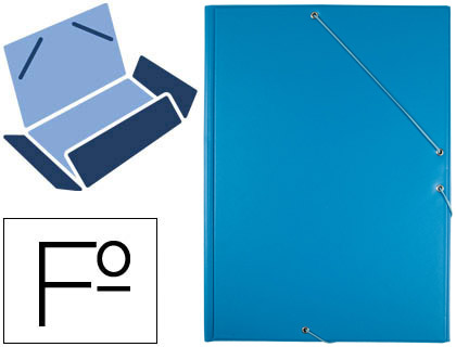 CARPETA LIDERPAPEL GOMAS TRES SOLAPAS PLASTICO FOLIO COLOR CELESTE