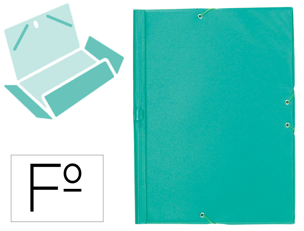 CARPETA LIDERPAPEL GOMAS TRES SOLAPAS PLASTICO FOLIO COLOR VERDE
