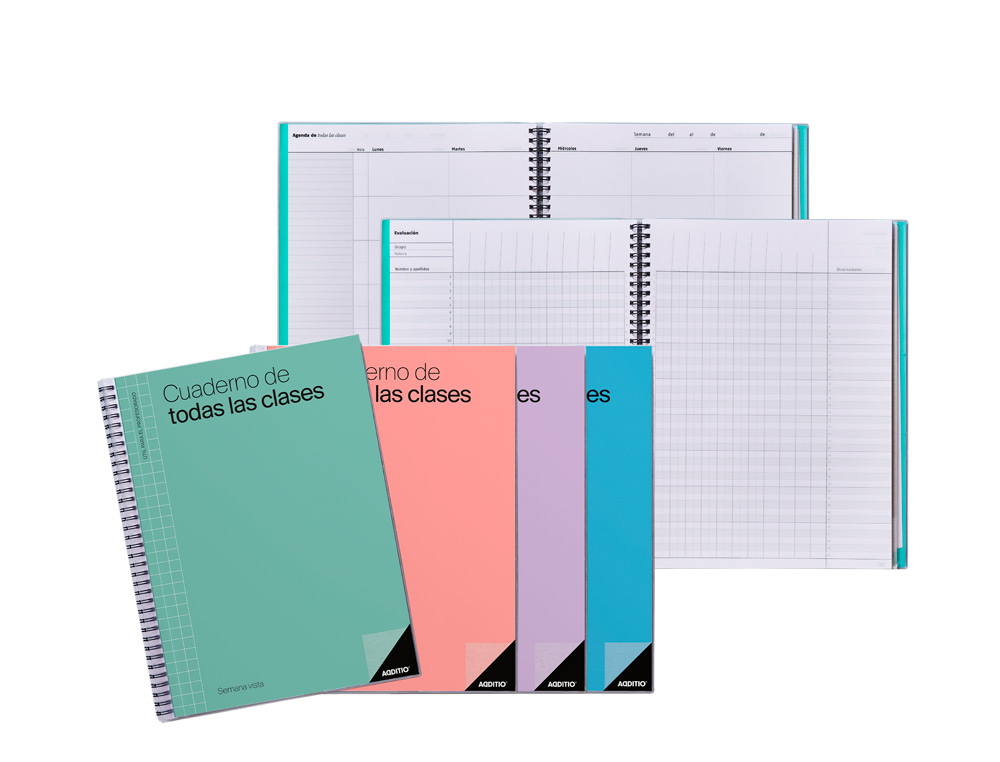CUADERNO DE TODAS LAS CLASES SV ADDITIO PLAN MENSUAL DEL CURSO EVALUACION CONTINUA Y PROGRAMACION SEMANAL 22,5X31CM