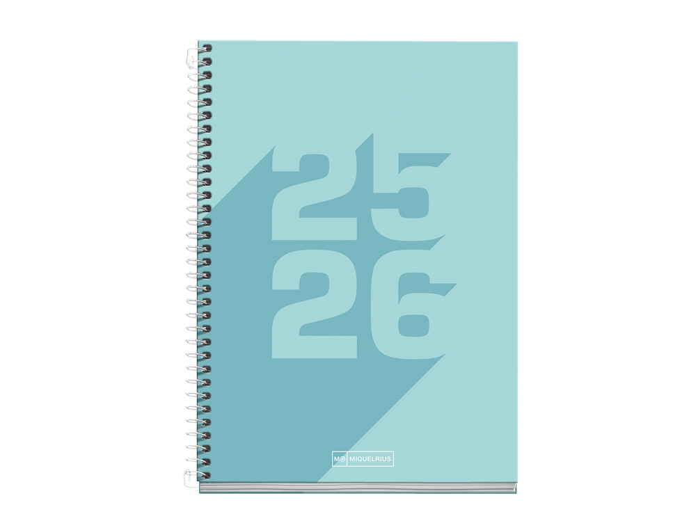 AGENDA ESPIRAL ESCOLAR MIQUELRIUS BASIC DIN A5 DIA PAGINA 25-26 TAPA CARTON FORRADO AZUL
