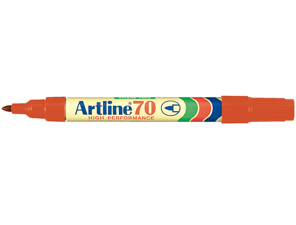 ROTULADOR ARTLINE MARCADOR PERMANENTE EK-70 ROJO PUNTA REDONDA 1.5 MM PAPEL METAL Y CRISTAL