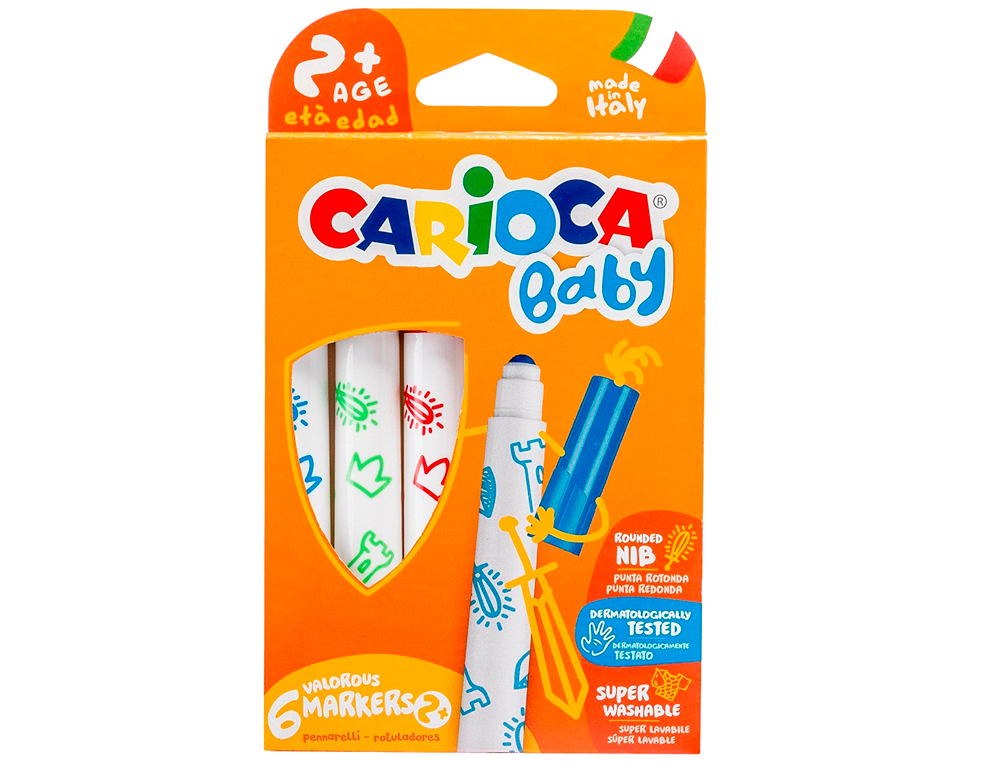 ROTULADOR CARIOCA BABY 2 AOS CAJA 6 UNIDADES COLORES SURTIDOS