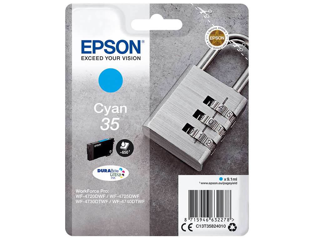 INK-JET EPSON SINGLEPACK CIAN 35 DURABRITE ULTRA INK