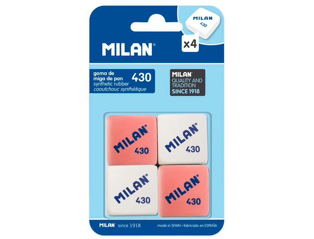 GOMA DE BORRAR MILAN 430 BLISTER DE 4 UNIDADES