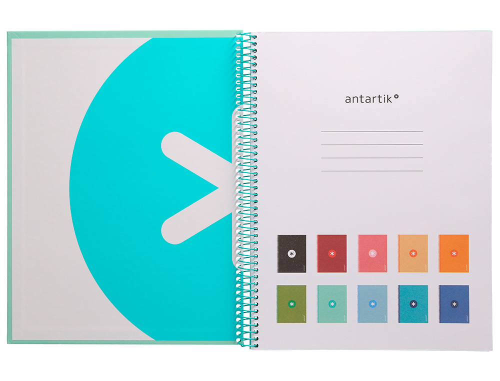 CUADERNO ESPIRAL A4 MICRO ANTARTIK TAPA FORRADA80H 90 GR HORIZONTAL 1 BANDA 4 TALADROS COLOR MENTA