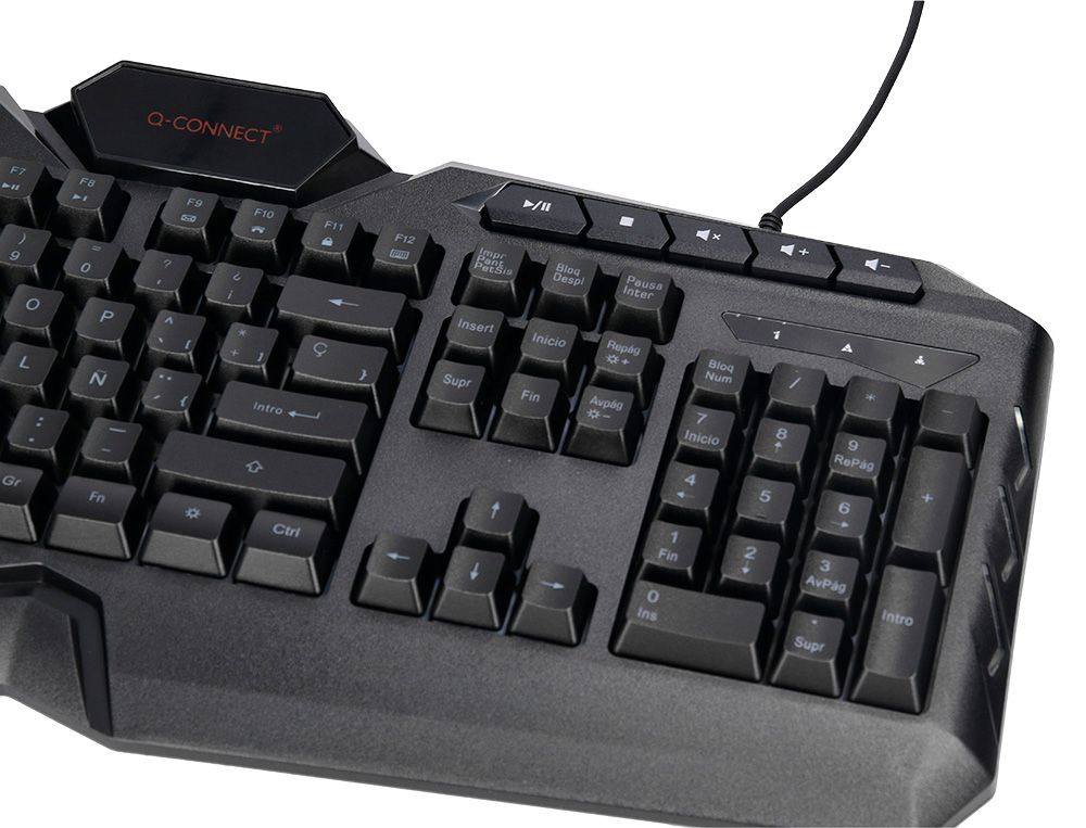 SET TECLADO Y RATON Q-CONNECT CON CABLE E ILUMINACION LED COLOR NEGRO
