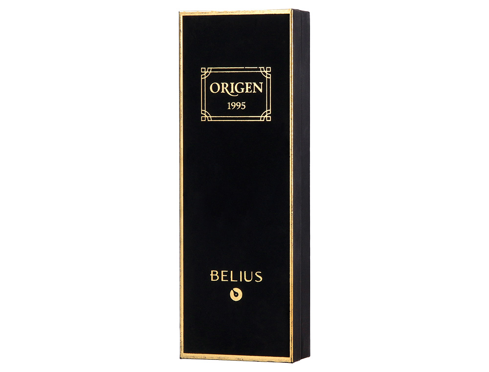 ROLLER BELIUS ORIGEN 1995 ALUMINIO TEXTURA CEPILLADA COLOR NEGRO TINTA NEGRA CAJA DE DISEÑO