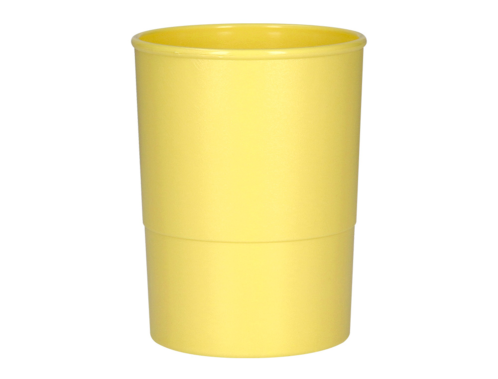 CUBILETE PORTALAPICES Q-CONNECT AMARILLO PASTEL OPACO PLASTICO DIAMETRO 75 MM ALTO 100 MM