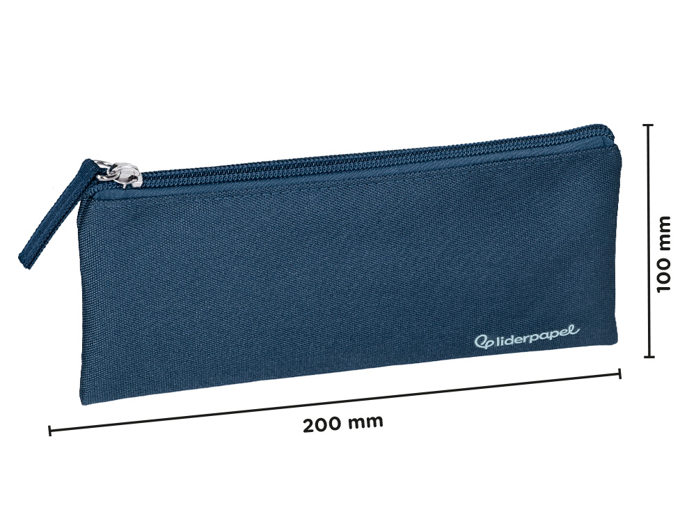 ESTUCHE PORTATODO LIDERPAPEL PLANO ANCHO UNA CREMALLERA 200X100 MM AZUL MARINO