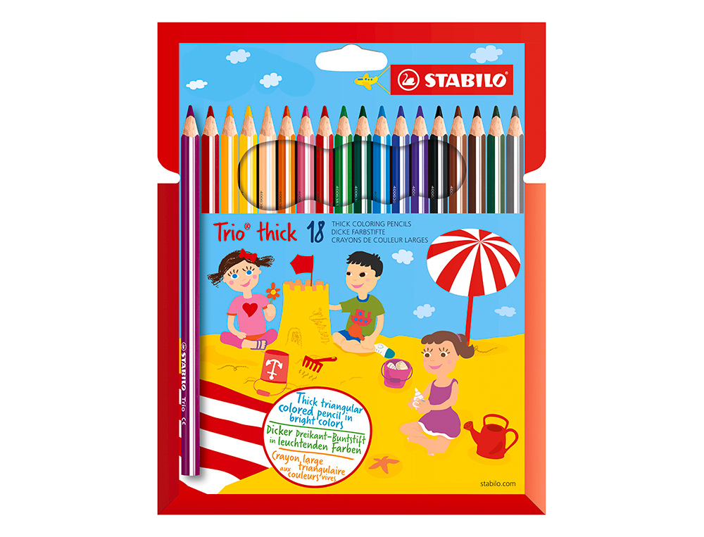 LAPICES DE COLORES STABILO TRIO PUNTA GRUESA CAJA DE 18 COLORES