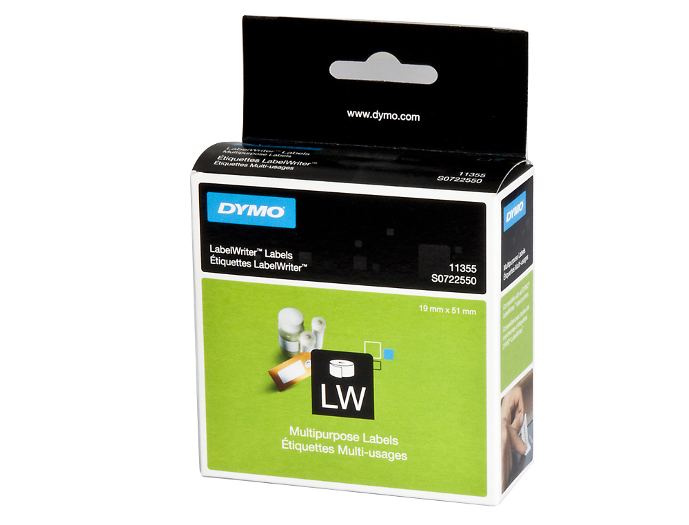 ETIQUETA ADHESIVA DYMO 11355 -TAMAÑO 19X51 MM PARA IMPRESORA 400 500 ETIQUETAS USO MULTIFUNCION