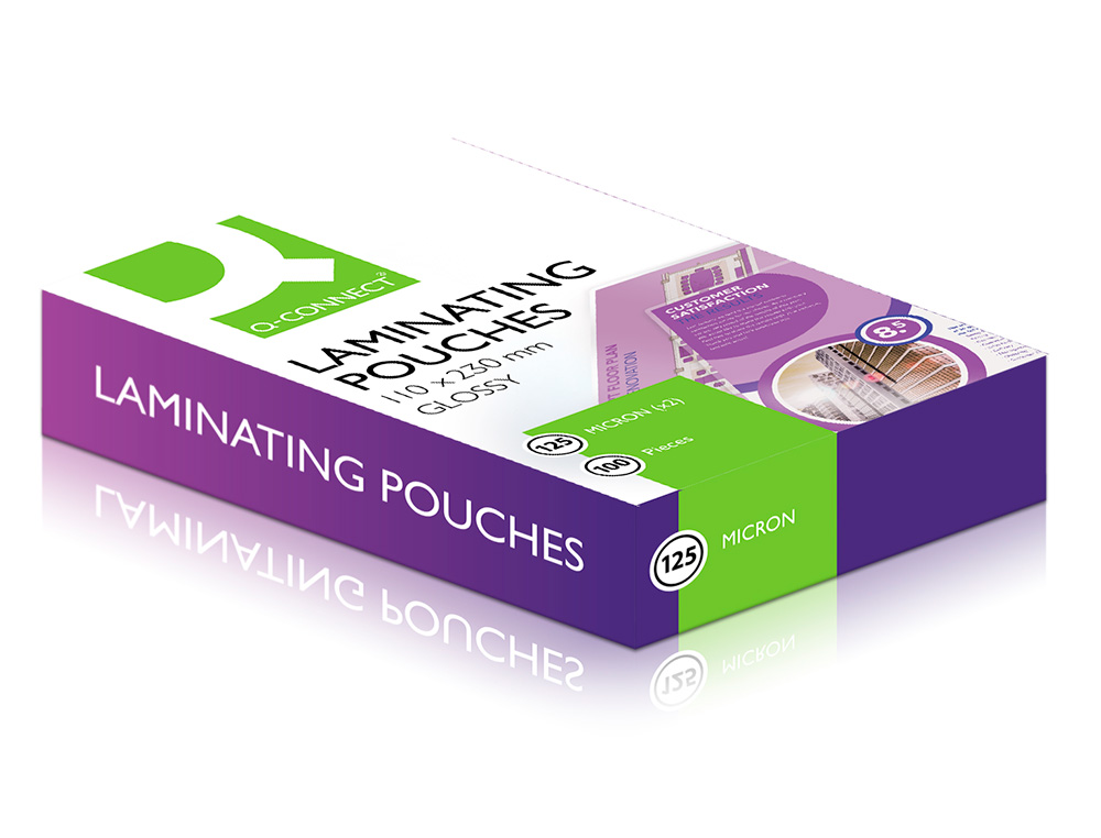 BOLSA DE PLASTIFICAR Q-CONNECT 110 X 230 MM 125 MC CARNET DE CONDUCIR CAJA DE 100 UNIDADES