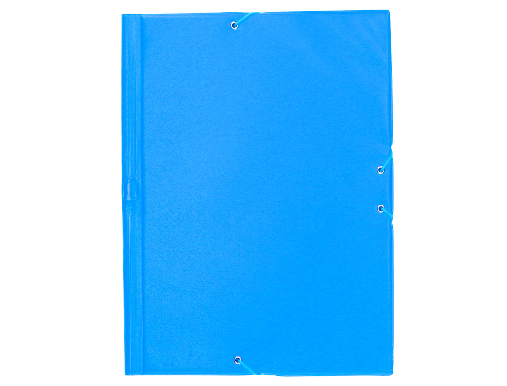 CARPETA LIDERPAPEL GOMAS TRES SOLAPAS PLASTICO FOLIO COLOR CELESTE
