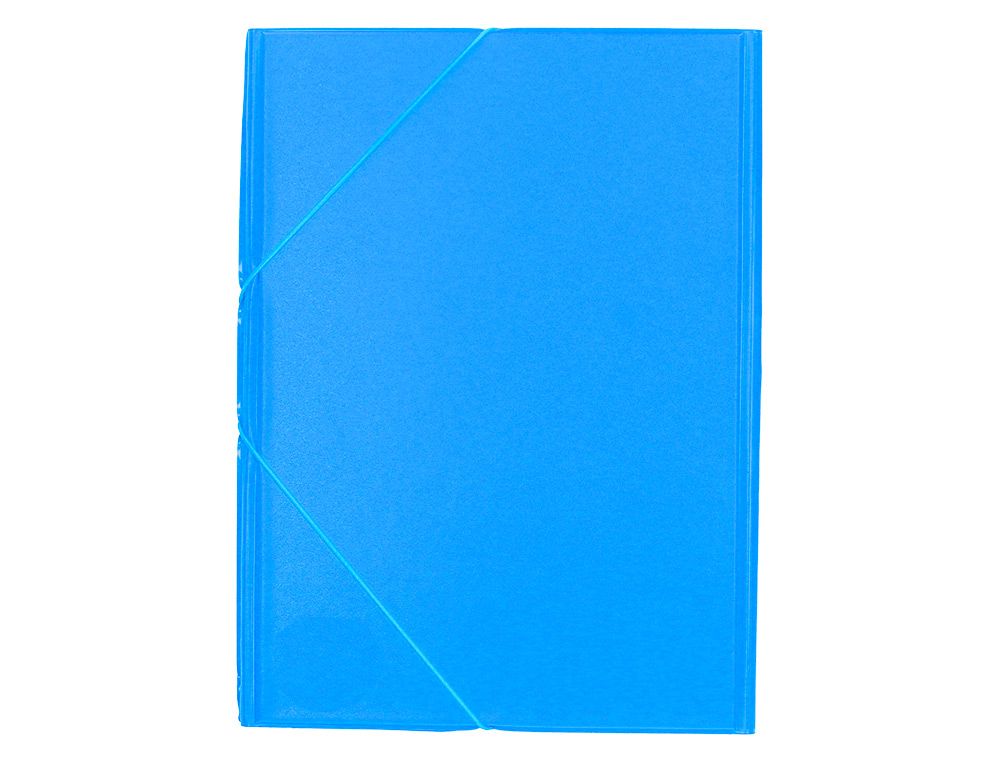 CARPETA LIDERPAPEL GOMAS TRES SOLAPAS PLASTICO FOLIO COLOR CELESTE