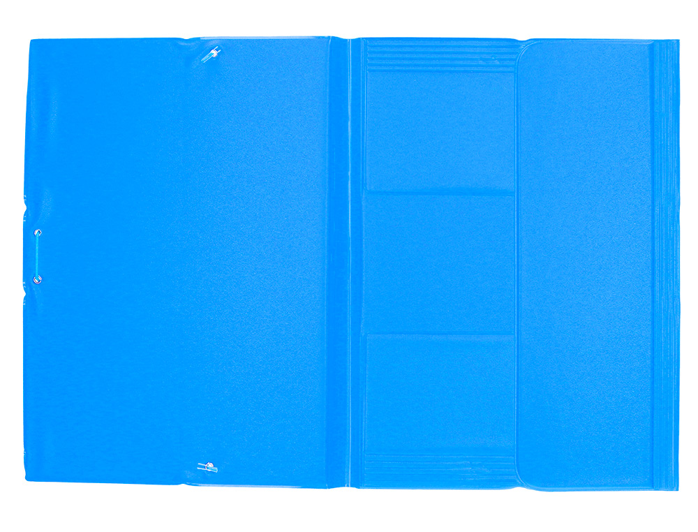 CARPETA LIDERPAPEL GOMAS TRES SOLAPAS PLASTICO FOLIO COLOR CELESTE
