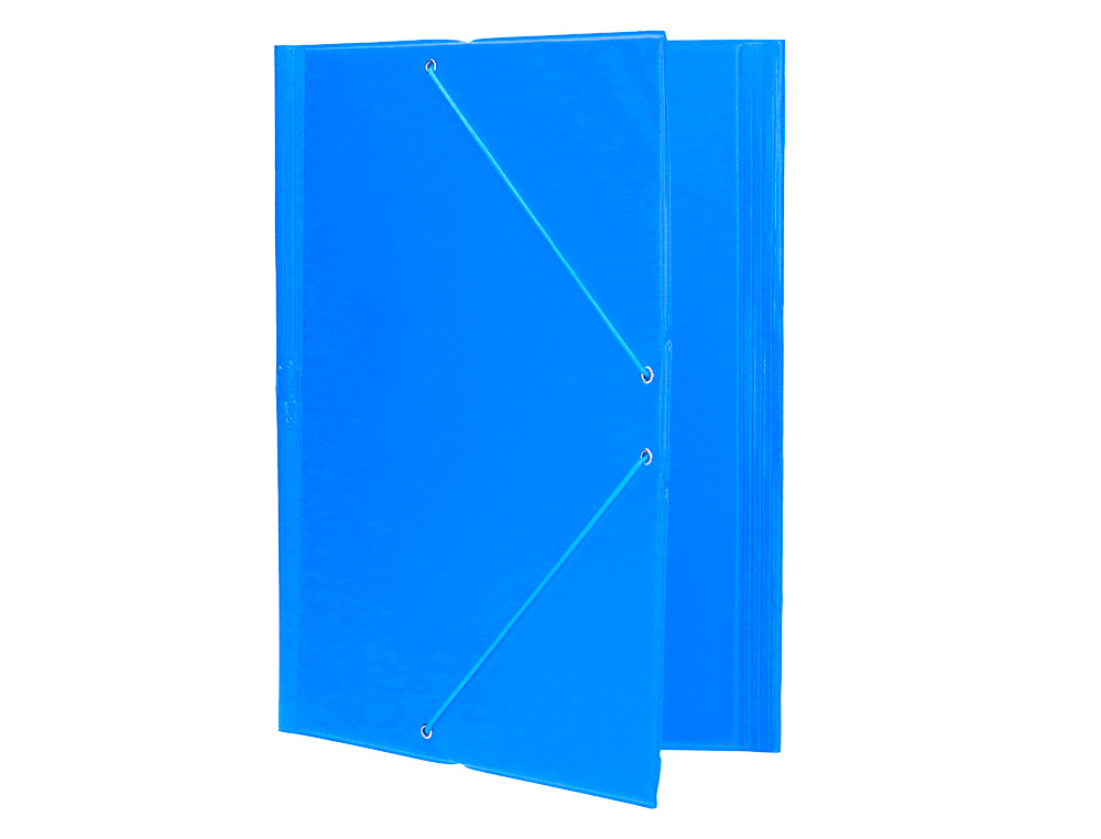 CARPETA LIDERPAPEL GOMAS TRES SOLAPAS PLASTICO FOLIO COLOR CELESTE