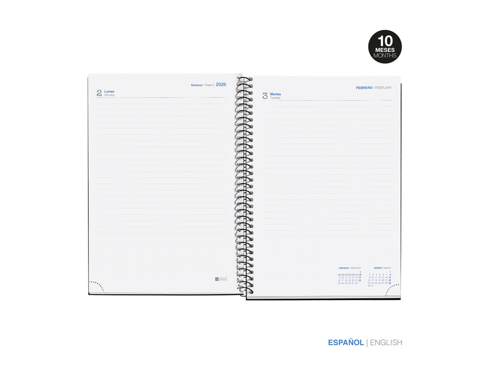 AGENDA ESPIRAL ESCOLAR MIQUELRIUS BASIC DIN A5 DIA PAGINA 25-26 TAPA CARTON FORRADO AZUL