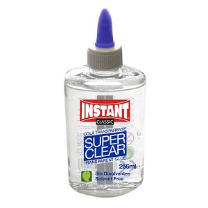 COLA LQUIDA INSTANT SUPER CLEAR PARA DECORACIN BOTELLA 266ML.
