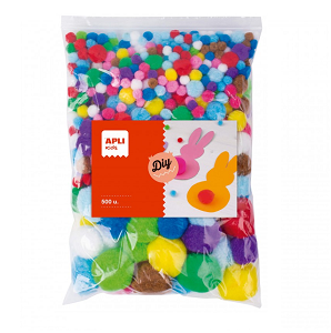 POMPONES DE COLORES APLI FORMATO ''MAXI'' 500 UNDS.