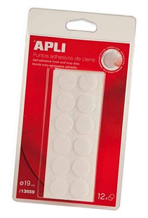 VELCRO AUTOADHESIVO APLI PUNTOS DE COLOR BLANCO