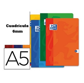LIBRETA ESCOLAR OXFORD 48 H DIN A5 CUADRO 6 MM