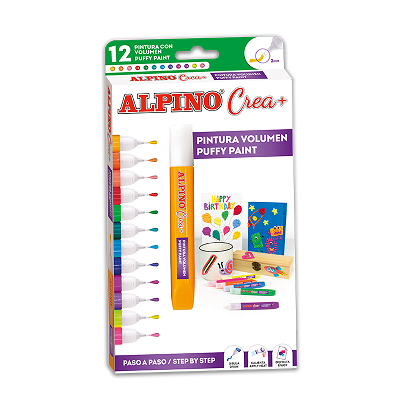 PINTURA EFECTO 3D ALPINO  SET 12 TUBOS 