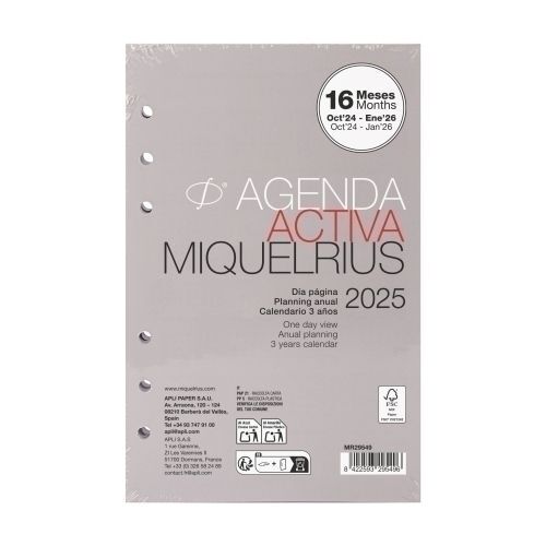 RECAMBIO AGENDA ANILLAS MIQUELRIUS INTEGRAL ACTIVA D/P CASTELLANO 2025