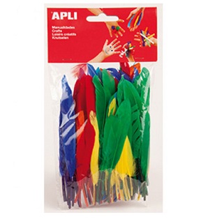 PLUMAS GRANDES ''INDIO'' APLI EN COLORES BOLSA 100 UNIDADES 