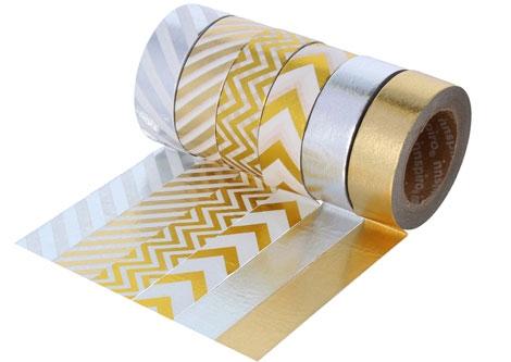 CINTA ADHESIVA WASHI TAPE COLORES 'METALITZADOS'' PACK 6 CINTAS