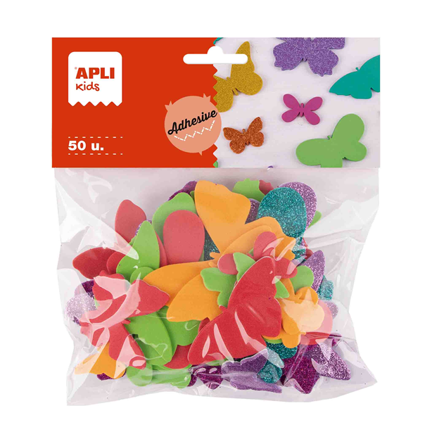 FIGURAS GOMA EVA ADHESIVA MARIPOSAS DE COLORES APLI