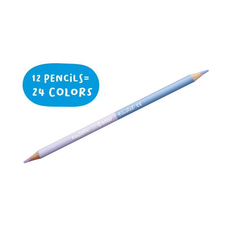 LAPICES DE COLORES PASTEL CARIOCA CON DOBLE COLOR CAJA 12 UNIDADES 24 COLORES