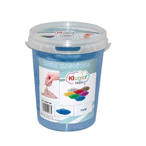 ARENA MAGICA MAGNETICA KLUGER DE COLOR AZUL BOTE 1KG.