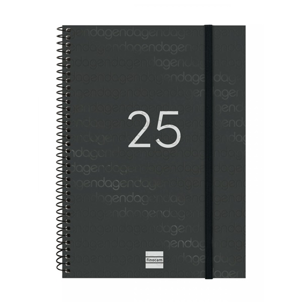 AGENDA FINOCAM ESPIRAL YEAR A5 E10 DIA PAGINA CATALAN 2025 NEGRO
