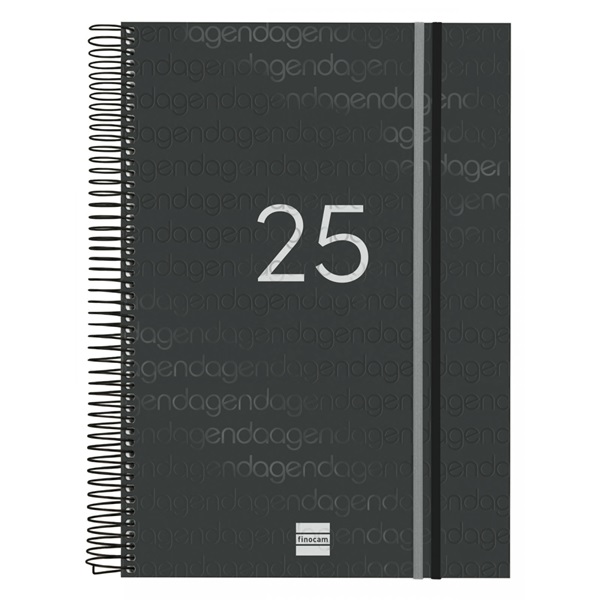 AGENDA FINOCAM ESPIRAL YEAR A4 E40 DIA PAGINA CATALAN NEGRO 2025