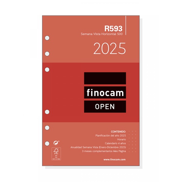 RECAMBIO AGENDA ANUAL OPEN 500 2025 FINOCAM SEMANA VISTA HTAL. CASTELLANO R593