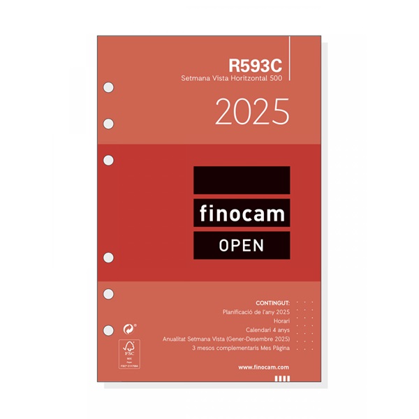  RECAMBIO AGENDA ANUAL OPEN 500 2025 FINOCAM SEMANA VISTA HTAL. CATALAN R593C