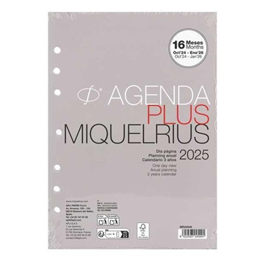RECAMBIO AGENDA ANILLAS MIQUELRIUS INTEGRAL PLUS D/P CASTELLANO 2025