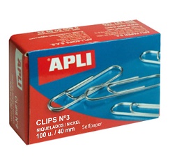 CLIPS NIQUELADOS APLI N3 43MM PLATEADOS