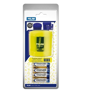 SACAPUNTAS MILAN ELECTRICO 1 AGUJERO AMARILLO DE SOBREMESA 