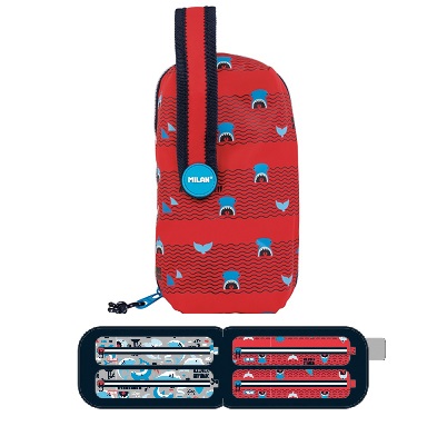 PLUMIER ESCOLAR MILAN SHARK ATTAC ROJO