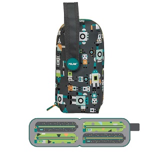 PLUMIER ESCOLAR MILAN HAPPY BOTS GRIS