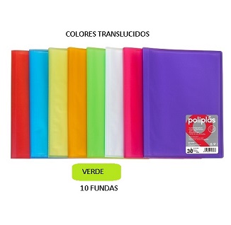 CARPETA 10 FUNDAS F VERDE PP POLIPLAS TRANSLUCIDO GRAFOPLAS