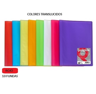 CARPETA 10 FUNDAS F ROJO PP POLIPLAS TRANSLUCIDO GRAFOPLAS