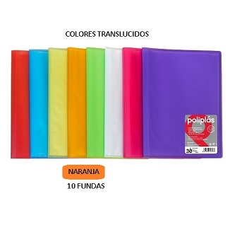 CARPETA 10 FUNDAS F NARANJA PP POLIPLAS TRANSLUCIDO GRAFOPLAS