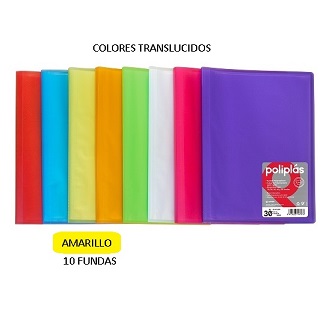 CARPETA 10 FUNDAS F AMARILLO PP POLIPLAS TRANSLUCIDO GRAFOPLAS