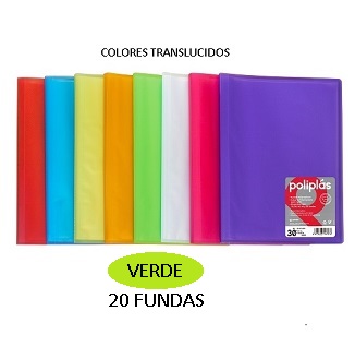 CARPETA 20 FUNDAS F VERDE PP POLIPLAS TRANSLUCIDO GRAFOPLAS